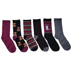 Hot Sox Womens Easy Care Novelty Crew Sock 6-Pack Assorted Size 4-11 Gift Set